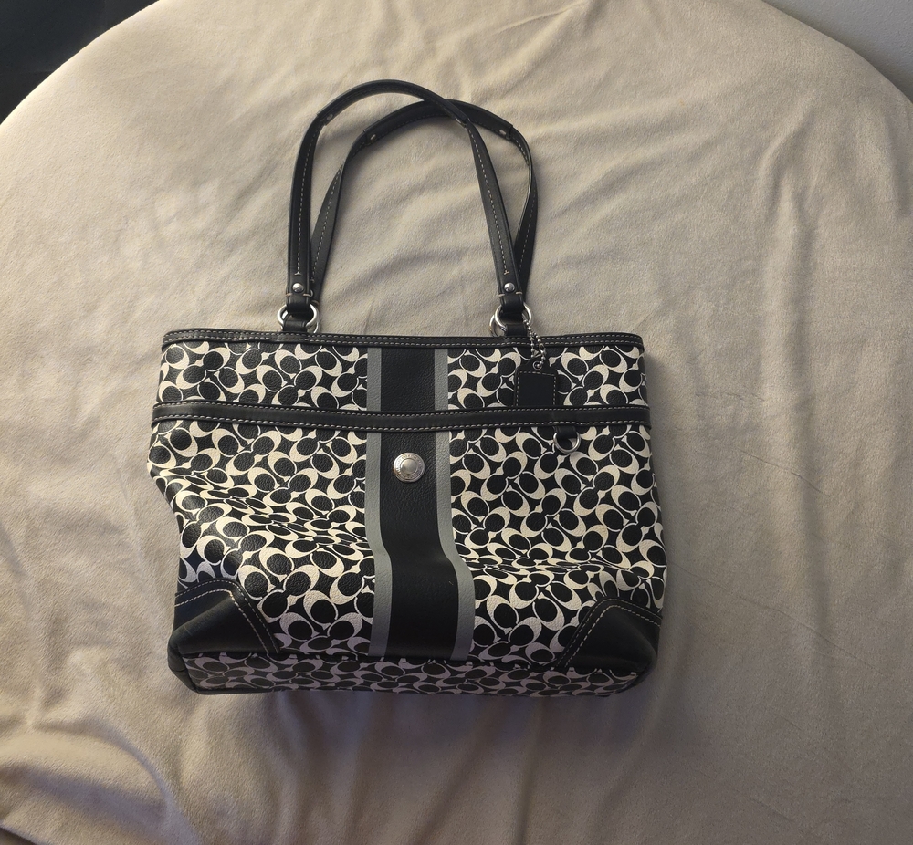 Coach Black & White Patterned Women's Tote Bag